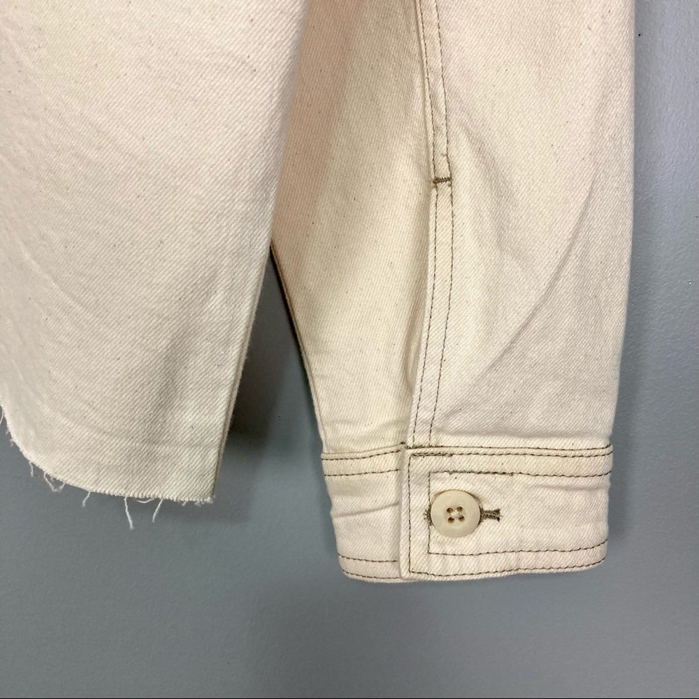 J Brand Oversized Double Pocket Jacket Women’s Size M Denim Boxy Fit Raw Hem - Picture 7 of 11